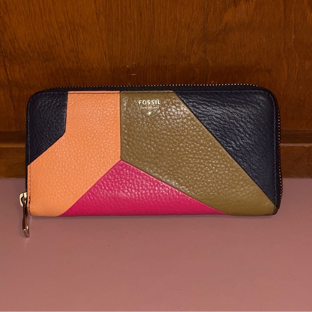 Fossil Vday Patcheork Multicolor Leather Wallet